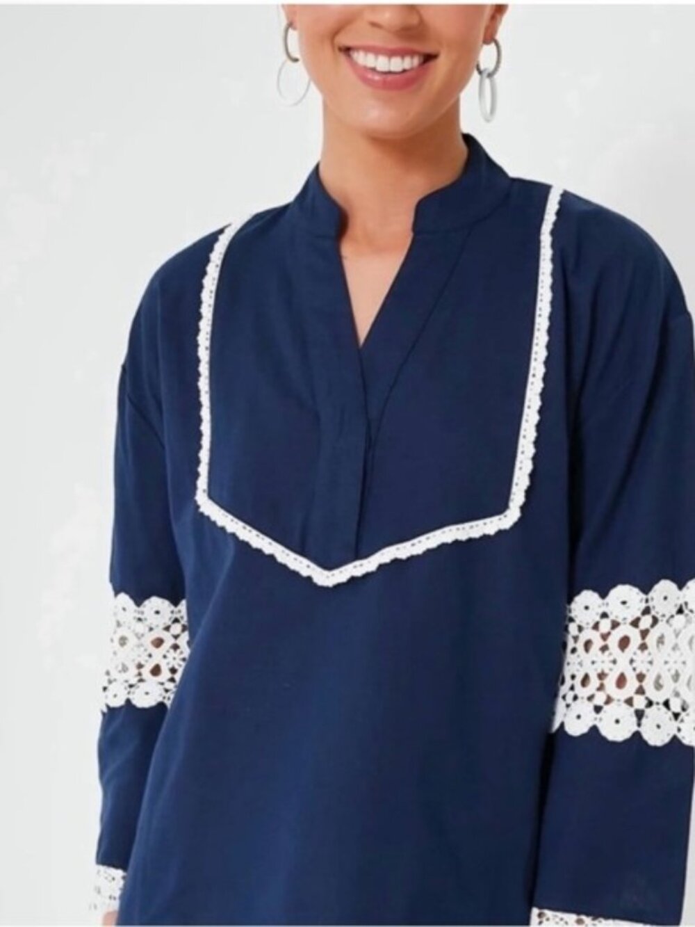 EUC - Tuckernuck Deep Navy Piper Lace Top